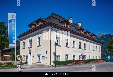 Mozarthaus, luogo di nascita della madre di Mozart, Sankt Gilgen am Wolfgangsee, Salzkammergut, provincia di Salisburgo, Austria Foto Stock