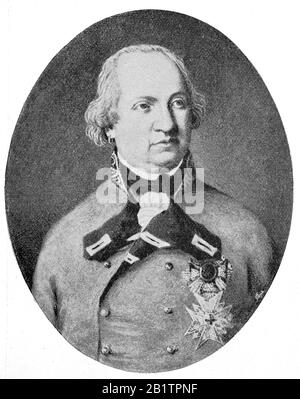 Massimiliano i Giuseppe, 27 maggio 1756 - 13 ottobre 1825, principe-elettore di Baviera, come Massimiliano IV Giuseppe, dal 1799 al 1806, allora re di Baviera, come Massimiliano i Giuseppe, dal 1806 al 1825 / Massimiliano I. Maria Michele Giovanni Battista Franz de Paula Giuseppe Kaspar Ignazio Nepomuk, Max Giuseppe genannt, War bei Regierungsanritt im Jahre 1799 als Maximilian IV zunächst Herzog von Bayern, Pfalzgraf bei Rhein, Herzog von Jülich und Berg sowie Kurfürst, von Pfalz-Baiern, im Heiligen Römischen Reich, Historich, riproduzione digitale migliorata di un originale del 19th secolo / digitale Reproduktio Foto Stock