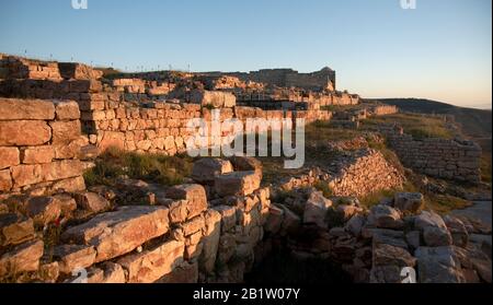 Rovine sul monte santo Gerizim di Samaritani in Israele territorio Foto Stock