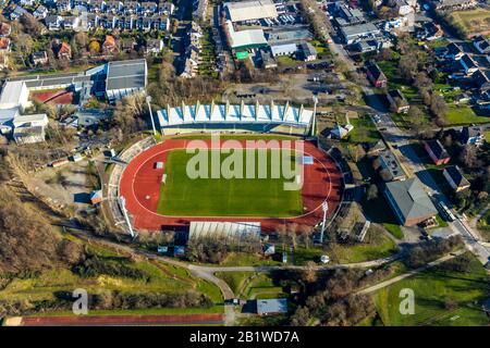 , Aerial Fotografia, LohreideStadium, Leithe, Bochum, zona della Ruhr, Renania Settentrionale-Vestfalia, Germania, DE, Europa, campo da calcio, stadio di calcio, piede Foto Stock