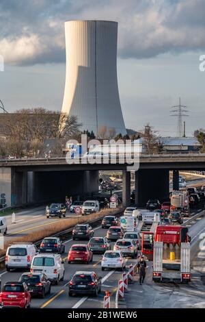 Raccordo autostradale Herne, collegamento delle autostrade A42 e A43, grande cantiere, ricostruzione completa dello svincolo di Herne, con una tunica Foto Stock