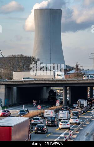 Raccordo autostradale Herne, collegamento delle autostrade A42 e A43, grande cantiere, ricostruzione completa dello svincolo di Herne, con una tunica Foto Stock