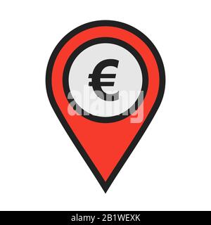 Icona di posizione su sfondo bianco da utilizzare nell'interfaccia dell'applicazione Web. Può essere utilizzato anche per l'industria del turismo e dei viaggi. Foto Stock