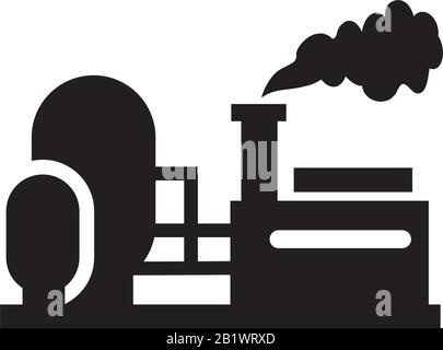 Fabbrica eco centrali industriali icona modello nero colore modificabile. Impianti di produzione eco simbolo icona industriale vettore piatto illustrazione per g Illustrazione Vettoriale