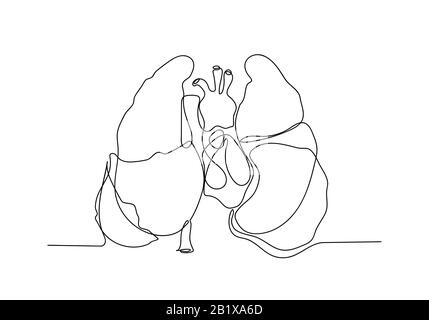 Una linea continua di coronavirus COVID-19 nei Sintomi polmonari della malattia. Foto Stock