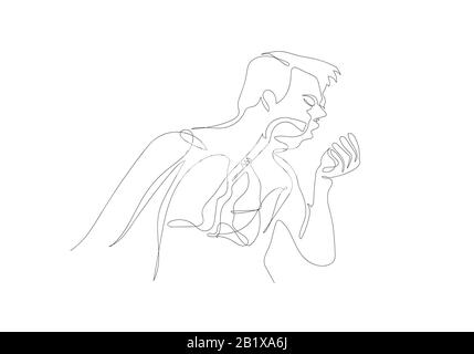 Una linea continua di coronavirus COVID-19 nei Sintomi polmonari della malattia. Foto Stock