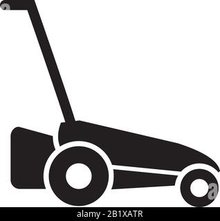 Modello icona tosaerba colore nero modificabile. Simbolo icona tosaerba immagine vettoriale piatta per disegno grafico e web. Illustrazione Vettoriale