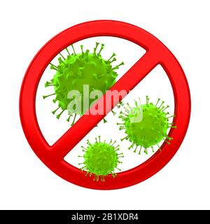 Firma Proibita Con Virus Isolato Foto Stock