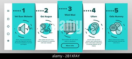 Ascolta Sound Aid Tool Onboarding Icons Set Vector Illustrazione Vettoriale