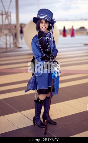 Cosplayers al FESTIVAL ROMICS. Bella rappresentazione in costume all'iconico e affollato raduno di Roma, rimandato nel 2020 a causa di Coronavirus Covid-19 Pandemic Foto Stock