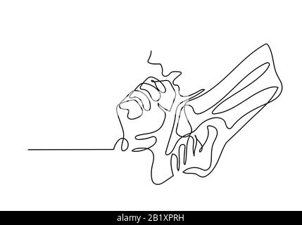 Una linea continua di coronavirus COVID-19 nei Sintomi polmonari di malattia di un paziente che tossisce. Foto Stock