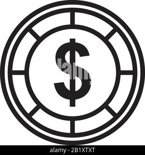 Casino Chips e pile carta denaro contante icona modello nero colore modificabile. Casino chips e pile carta denaro contante icona simbolo vettore piatto illustra Illustrazione Vettoriale