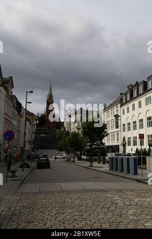 Le case colorate di Bergen Foto Stock