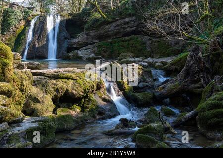 Janet's Foss, una cascata vicino a Malham nelle Yorkshire Dales Foto Stock