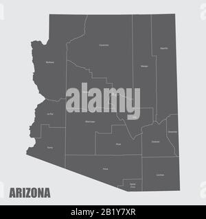 Mappa delle contee dell'Arizona Illustrazione Vettoriale