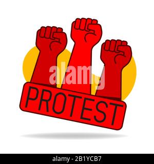 Mano Maschio Pugno, Simbolo Di Protesta Proletaria. Segnale Di Alimentazione. Illustrazione Vettoriale