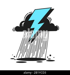 Illustrazione Dell'Icona Di Hard Rain Adatta Per La Stampa Di Biglietti D'Auguri, Poster O T-Shirt. Illustrazione Vettoriale