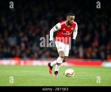 Londra, Regno Unito, 27 FEBBRAIO Alexandre Lacazette dell'Arsenal durante l'Europa League Round di 32 2nd Tappa tra l'Arsenal e Olympiakos a Emirates Foto Stock