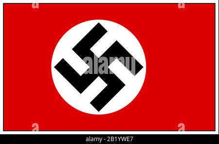 Swastika EMBLEM il Parteiadler o Emblem del Nationalsozialisische Deutsche Arbeiterpartei conosciuto come il partito nazionalsocialista (nazista) È stato usato dal partito nazista per simbolizzare l'orgoglio nazionalistico tedesco. Per gli ebrei e altre vittime e nemici della Germania nazista, divenne un simbolo di antisemitismo e terrore Foto Stock