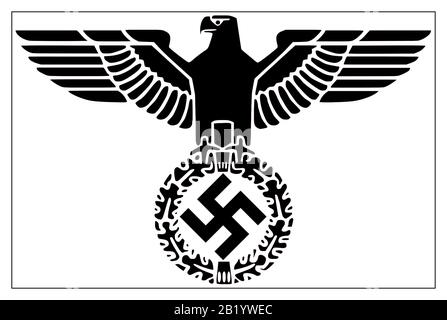 Swastika EMBLEM il Parteiadler o Emblem del Nationalsozialisische Deutsche Arbeiterpartei conosciuto come il Partito nazionalsocialista (nazista) Foto Stock