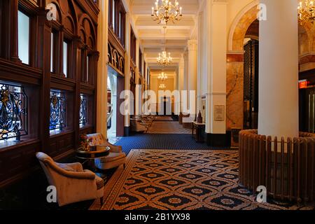 Washington, DC -21 FEB 2020 - Vista del Trump International Hotel Washington DC nell'Old Post Office Building, elencato nel Registro Nazionale di H. Foto Stock