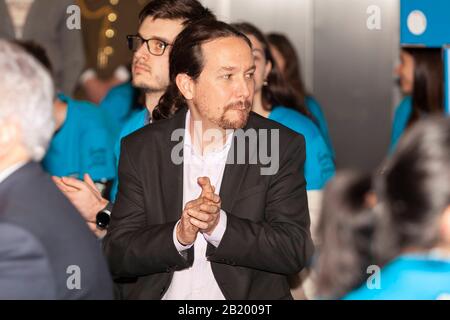 A Coruña, Spagna. 28th Feb, 2020. Pablo Iglesias, Alberto Nuñez Feijoo durante i premi della Fondazione Principessa di Girona a Coruña, venerdì 28 febbraio 2020. Credito: Cordon STAMPA/Alamy Live News Foto Stock