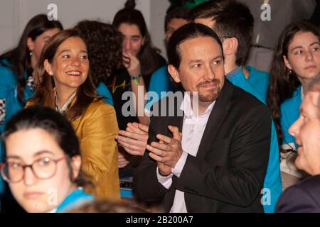 A Coruña, Spagna. 28th Feb, 2020. Pablo Iglesias, Alberto Nuñez Feijoo durante i premi della Fondazione Principessa di Girona a Coruña, venerdì 28 febbraio 2020. Credito: Cordon STAMPA/Alamy Live News Foto Stock