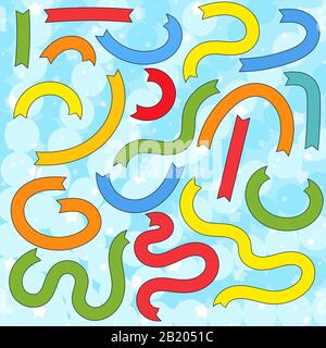 Set di nastri isolati di colore piatto. Adatto per il design. Illustrazione Vettoriale