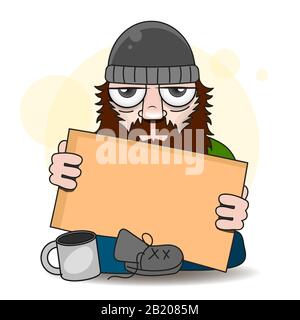 Illustrazione Di Un Vettore Senza Tetto Adatta Per La Stampa Di Biglietti D'Auguri, Poster O T-Shirt. Illustrazione Vettoriale