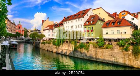 Bella città vecchia di Lubiana, Slovenia. Foto Stock