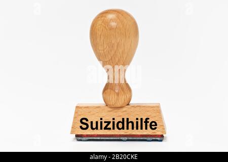 Un francobollo con l'iscrizione Suizidhilfe (suicidio Assistito Da Medici) Foto Stock