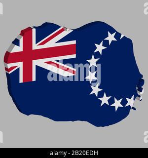 Vettore flag mappa Cook Islands 3D Illustrazione Vettoriale