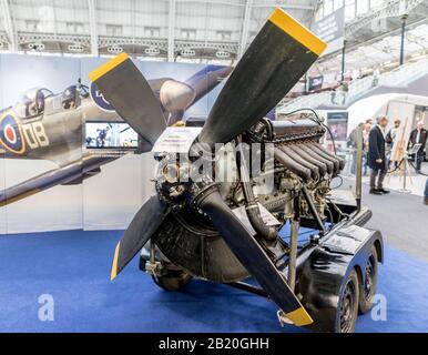 Il Motore Merlin Spitfire Al Classic Car Show Di Londra 2020 Foto Stock