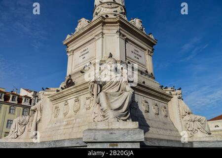 Saeule, Rossio-Platz, Altstadt, Lisbona, Portogallo Foto Stock