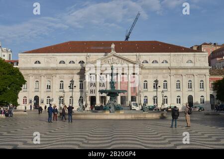 Nationaltheater ´Teatro Nacional D. Maria Ii´, Rossio-Platz, Altstadt, Lissabon, Portogallo Foto Stock