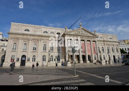 Nationaltheater ´Teatro Nacional D. Maria Ii´, Rossio-Platz, Altstadt, Lissabon, Portogallo Foto Stock