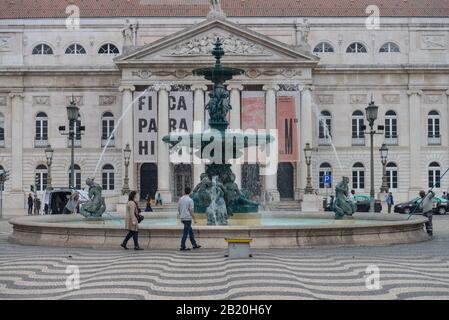 Nationaltheater ´Teatro Nacional D. Maria Ii´, Rossio-Platz, Altstadt, Lissabon, Portogallo Foto Stock