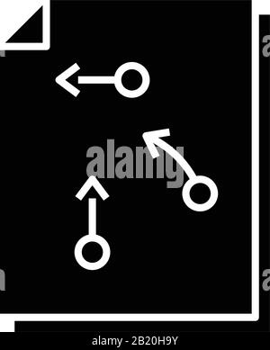 Icona nera dell'algoritmo decisionale, illustrazione concettuale, simbolo piatto vettoriale, simbolo glifo. Illustrazione Vettoriale