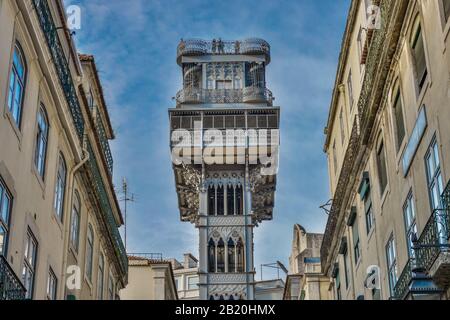 Aufzug ´Elevador De Santa Justa´, Rua Do Ouro, Lissabon, Portogallo Foto Stock