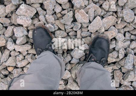 Stivali da lavoro su rublo. Scarpe antinfortunistiche per l'uso all'aperto Foto Stock