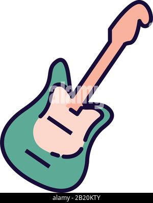 Strumento di chitarra elettrica stile di riempimento icona design, Musica suono melodia canzone arte musicale e composizione tema Vector illustrazione Illustrazione Vettoriale