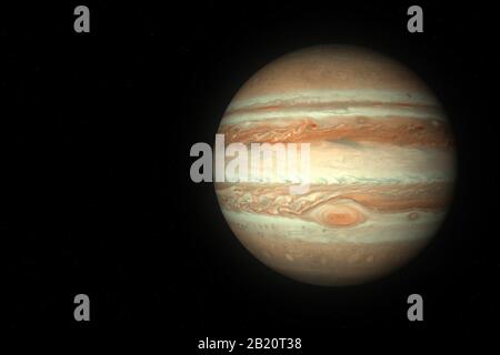 Giove è il quinto pianeta dal Sole e il più grande nel sistema solare. Foto Stock