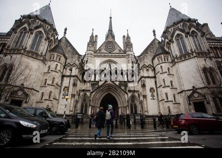 Vista generale GV della High Court e della Court of Appeal, Londra. Foto Stock
