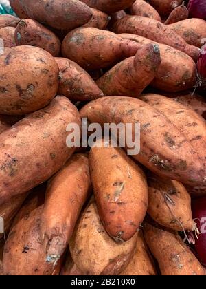 Patate dolci crude intere, verdure fresche sane della radice, Panama, America Centrale Foto Stock