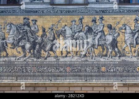 Processione principesca, particolare, Augustusstrasse, Dresda, Sassonia, Germania Foto Stock