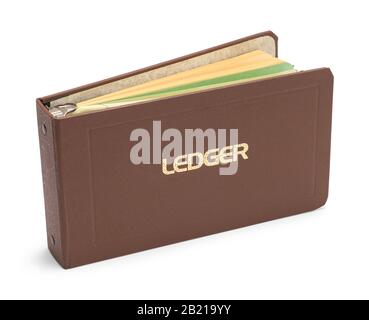 Ledger Book Binder Vista Frontale Isolata Su Sfondo Bianco. Foto Stock