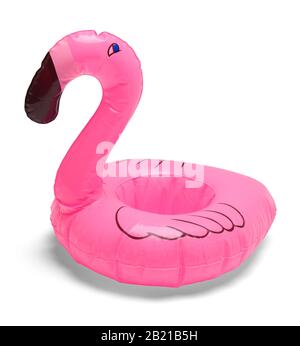 Rosa Flamingo Pool Floaty Isolato Su Sfondo Bianco. Foto Stock