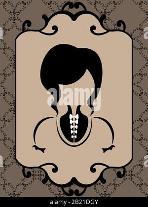 Donna antiquata minimalistica senza volto nello specchio in tonalità seppia Illustrazione Vettoriale