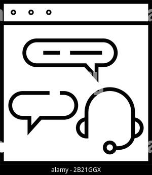 Icona della linea di chating online, simbolo del concetto, illustrazione del vettore del contorno, simbolo lineare. Illustrazione Vettoriale