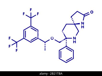 Molecola di farmaco antiemetico Rolapitant, illustrazione Foto Stock